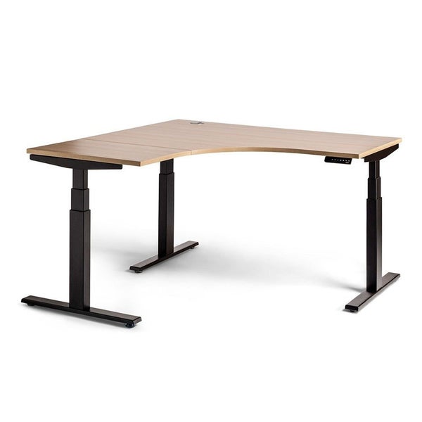 Enhance 1500mm Electric Standing Corner Desk - Black / Autumn Oak, Height Adj... Carousel 1