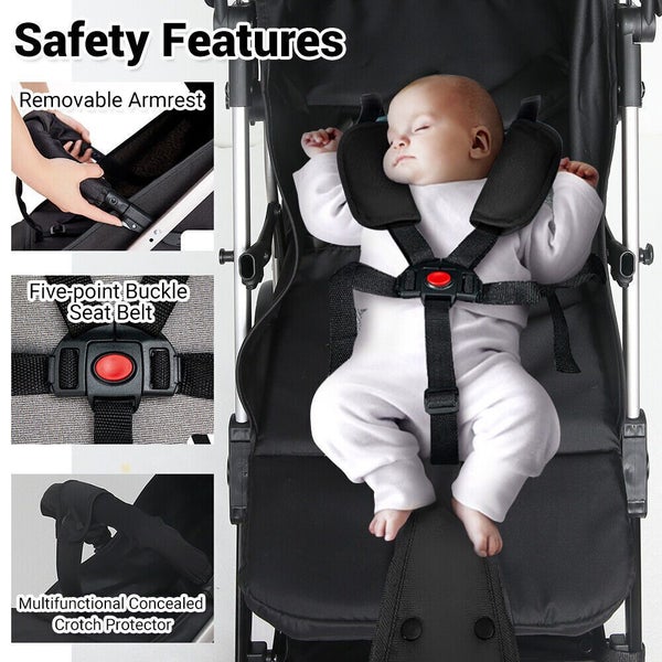 Foldable Baby Stroller Toddler Pram Newborn Lightweight Black Carousel 2