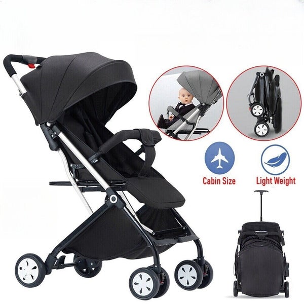 Black Easy Fold Lightweight Compact Baby Stroller Pram Travel Carry on Plane Carousel 1