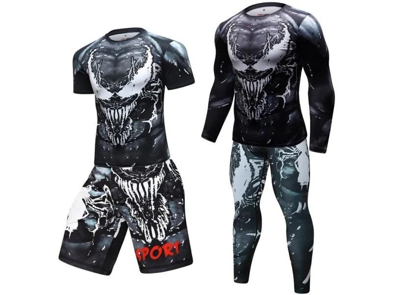 MMA BJJ Rashguard T Shirts Pants Rash Guard Fitness Suit Carousel 2