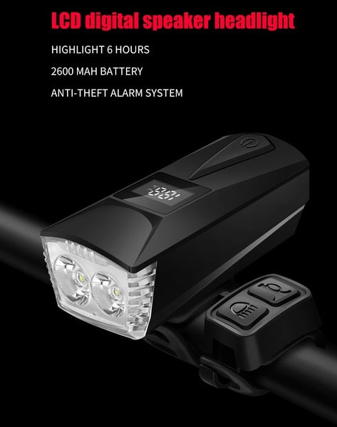 Digital Display Bike Front Light with Horn - Rechargeable / Anti-Theft Carousel 1