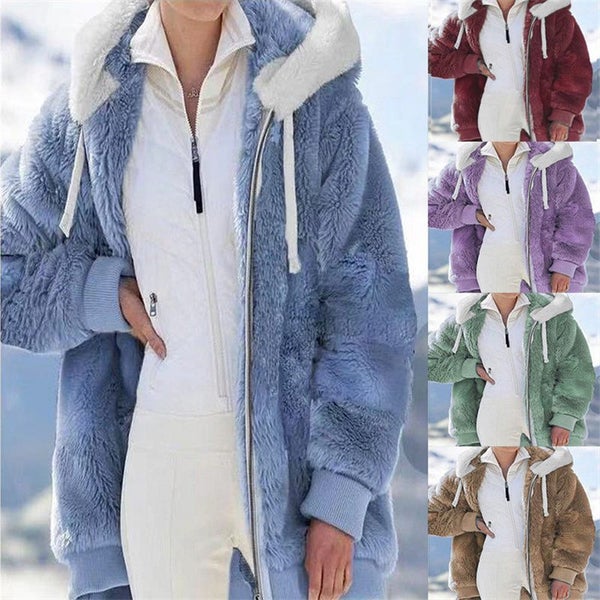 New Autumn/Winter Loose Plush Zipper Hooded Coat for Carousel 2