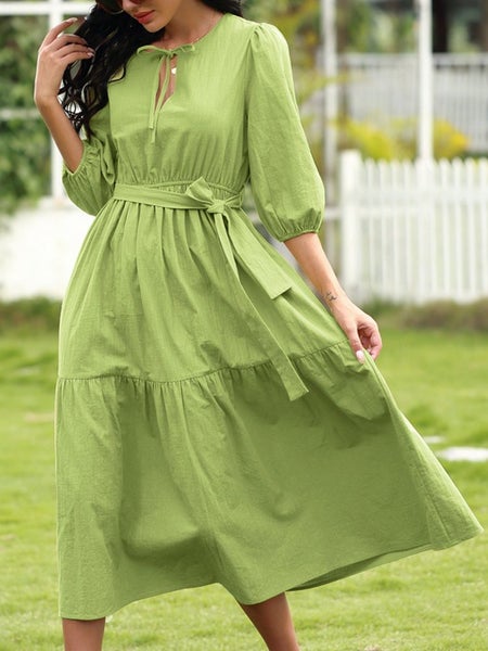 2023 Summer Dress Women's Casual Loose Dress Lantern Sleeve Carousel 1