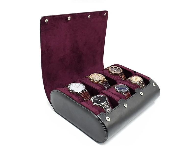Watch Travel Case For Men Women - 6 Slots Watch Box Organizer Carousel 1