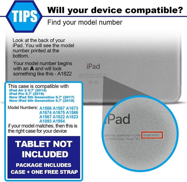 iPad 5th/6th Gen/Air 2/Pro 9.7 inch Hand Strap Stand Case-Orange&Black Carousel 2