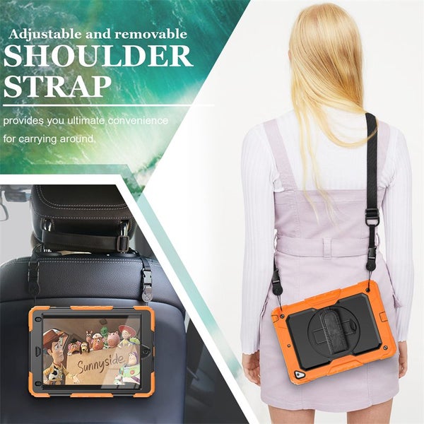 iPad 5th/6th Gen/Air 2/Pro 9.7 inch Hand Strap Stand Case-Orange&Black Carousel 7