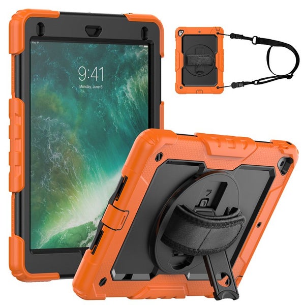 iPad 5th/6th Gen/Air 2/Pro 9.7 inch Hand Strap Stand Case-Orange&Black Carousel 1
