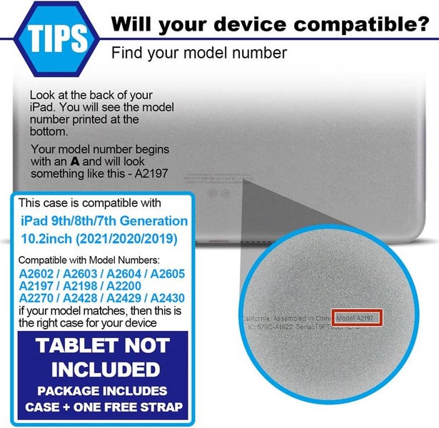 iPad 7th/8th/9th Gen 10.2 inch 2019-2021 Hand Strap Stand Case-Red&Black Carousel 2