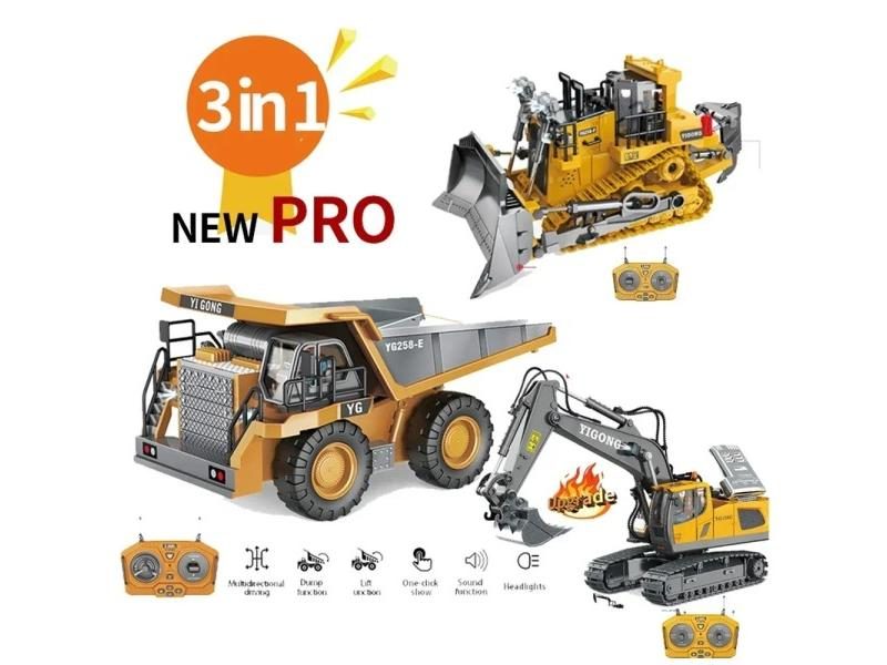 1:24 9CH RC Alloy Dump Truck Car Engineering Vehicle Forklift Heavy Excavator Carousel 2