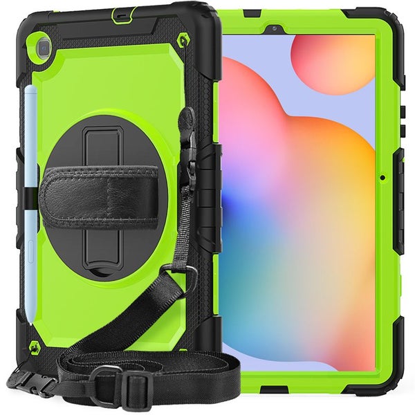 Samsung Galaxy Tab S6 Lite 10.4 inch Hand Strap Stand Case-Black&Green Carousel 1