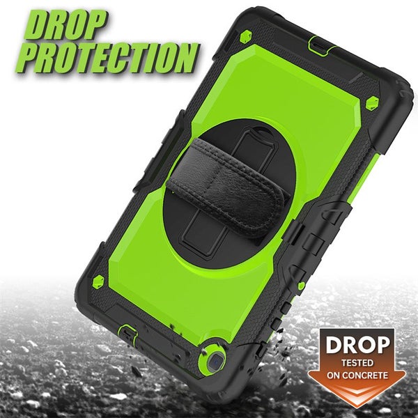 Samsung Galaxy Tab S6 Lite 10.4 inch Hand Strap Stand Case-Black&Green Carousel 8