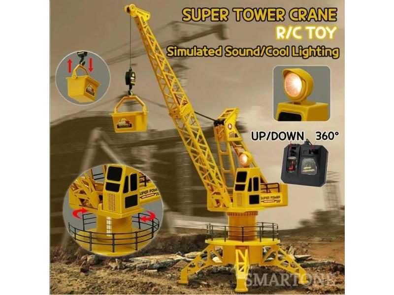 RC Truck Children's Electric Remote Control Tower Crane Model Engineering Carousel 2