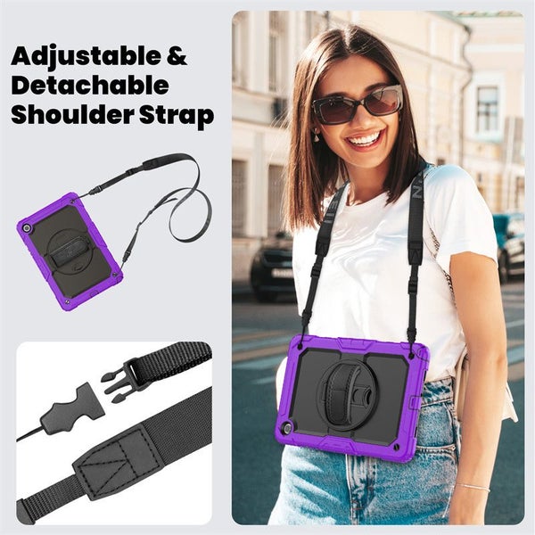 Samsung Galaxy Tab A11+ 11 inch 2025 Hand Strap Stand Case-Purple&Black Carousel 8