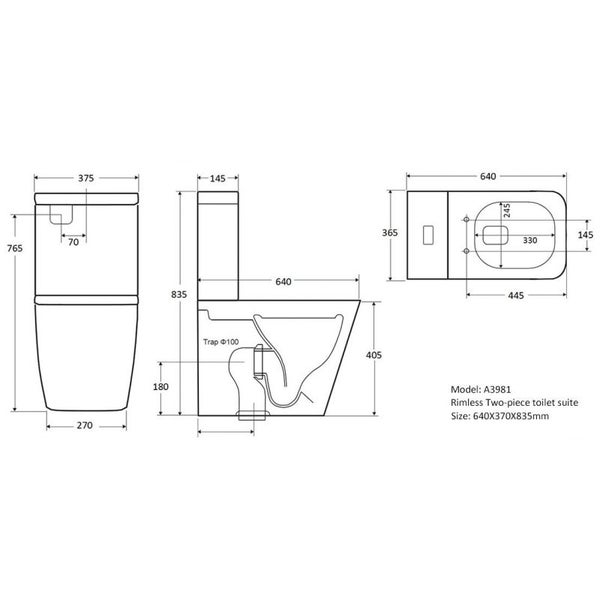 HALF PRICE SALE-Toilet Suite Vortex Flush BTW LEN088B Black S/P Pan Carousel 2