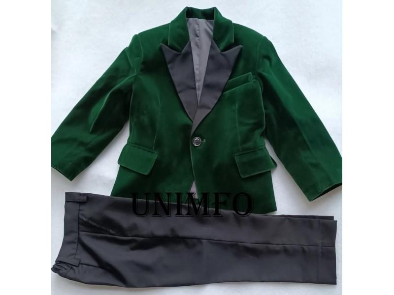 Green Velvet Boys Suits For Wedding Birthday Party Jacket Pants Bow Carousel 1