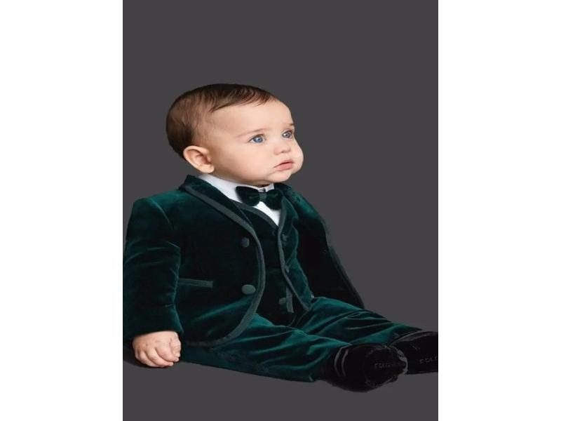 Green Velour Baby Suit Boy Blazers For Prom Wedding Autumn Winter Carousel 1