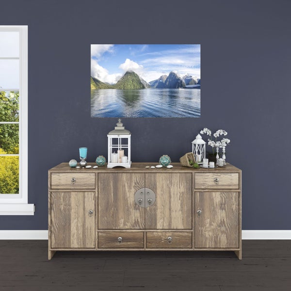 Rokit Wall Art. Milford Sound , clear blue sky. A2 Canvas Print Carousel 1