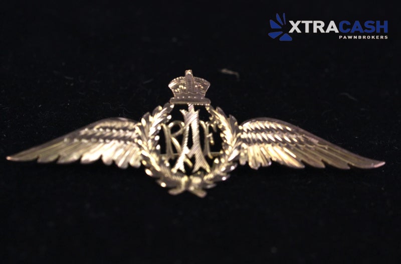 9ct Yellow Gold Royal Air Force (RAF) Pilot Wings Brooch Carousel 1