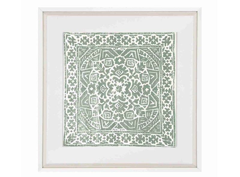 Kilim Print Artwork in Celadon Carousel 1