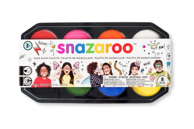 Snazaroo Palette Set of 8 x 18ml, Face Painting Kit, 8 Assorted Colours Carousel 1