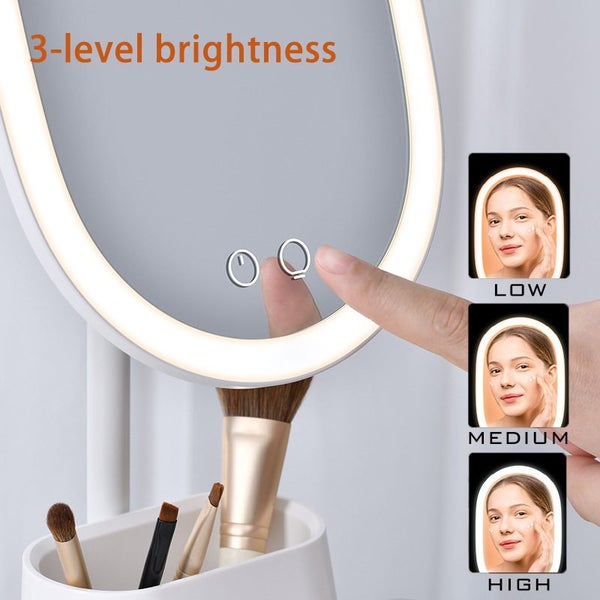 Portable LED Filling Light Wireless Charging Makeup Mirror with Mobile Holder Carousel 2