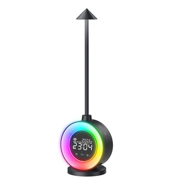 Desk Lamp with Calendar Colorful Light Clock Table Lamp Alarm Clock Night Light Carousel 1