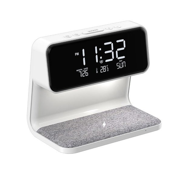 Desk Lamp with Wireless Charging Alarm Clock Desktop Clock Night Light Carousel 1