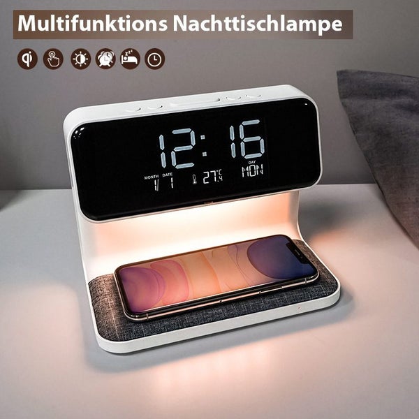 Desk Lamp with Wireless Charging Alarm Clock Desktop Clock Night Light Carousel 2