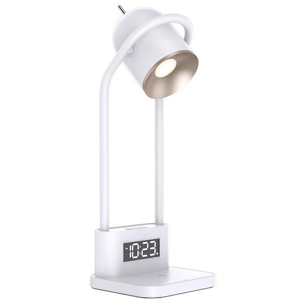 LED Table Lamp with Digital Clock Wireless Charging Bedroom Night Light-Black Carousel 1