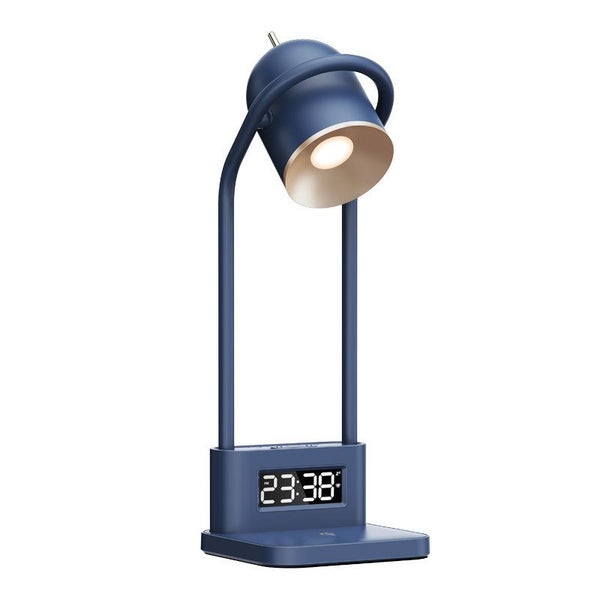 LED Table Lamp with Digital Clock Wireless Charging Bedroom Night Light-Blue Carousel 1