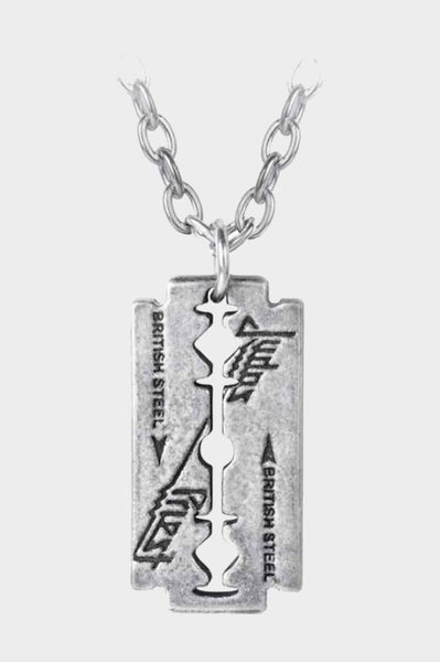 Judas Priest Pendant Necklace Razorblade Band Logo 3D sculpted pewter Official Carousel 3