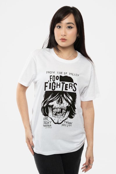 Foo Fighters T Shirt Roxy Flyer Band Logo new Official Unisex White Carousel 5