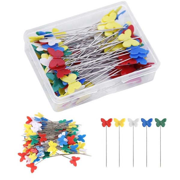 200Pcs Colorful Quilting Pins Flat Head Sewing Pins with Plastic Box Carousel 1