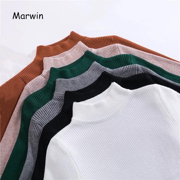 Marwin New-coming Autumn Winter Top Pull Femme Turtleneck Pullovers Carousel 2
