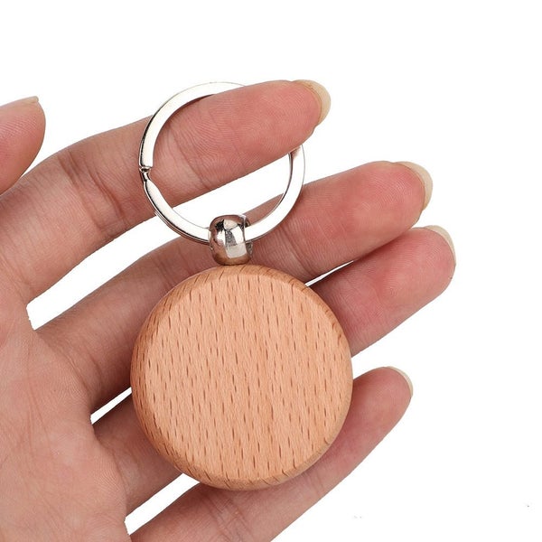 10PCS Beech Wood Key Chain Key Tags Keychains DIY Clothing Bag Decoration Carousel 1