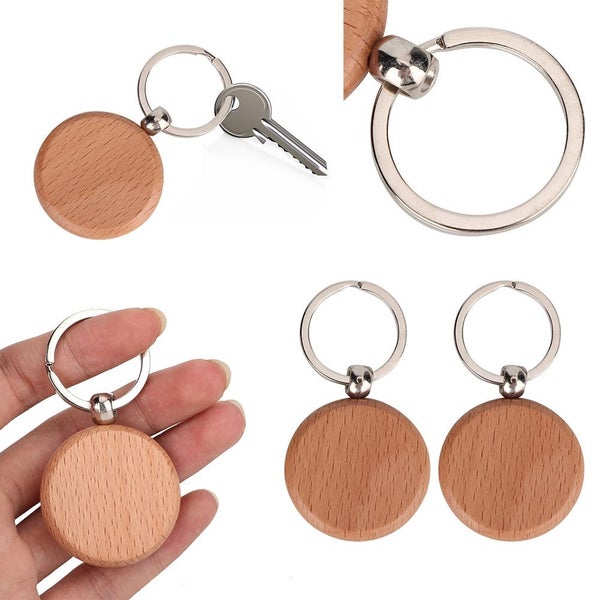 10PCS Beech Wood Key Chain Key Tags Keychains DIY Clothing Bag Decoration Carousel 2