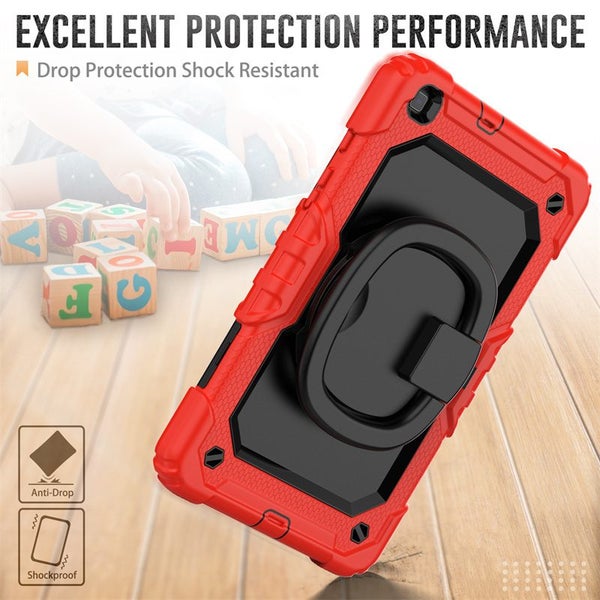 Samsung Galaxy Tab A 8.0 inch Handle Ring Folding Stand Case-Red&Black Carousel 8