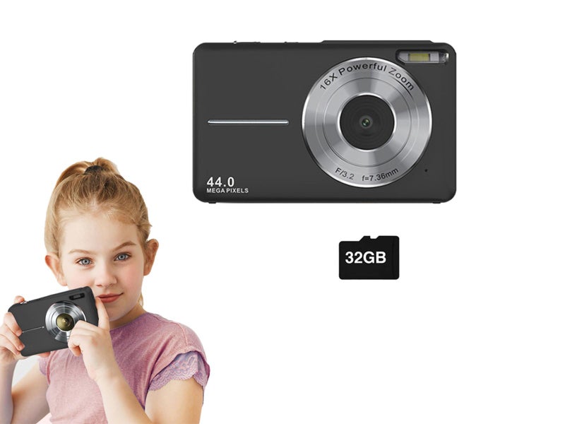 44MP Digital Camera 16X Zoom with 32GB Card Compact Portable Camera Black Carousel 1