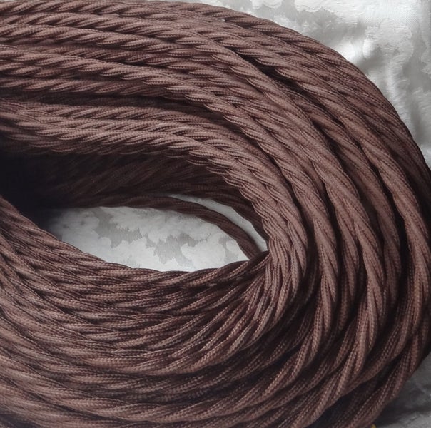 Twisted Electrical Fabric Cable / Cord 3-core. Dark Roast Carousel 1