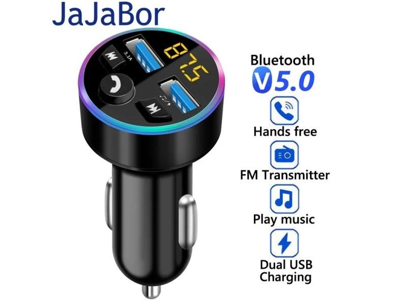 JaJaBor FM Transmitter Audio Receiver Car MP3 Player 3.1A Dual USB Fast Carousel 1