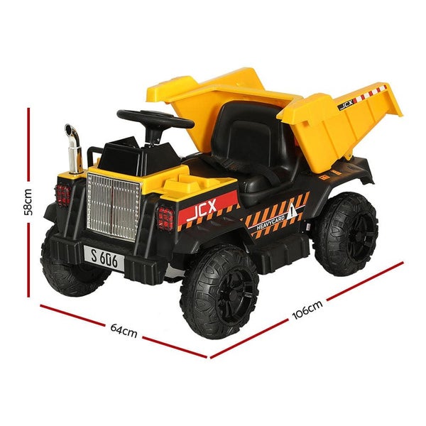 Kids Ride on Car Dumptruck 12v Electric Bulldozer Toys Cars Battery Yellow Carousel 2