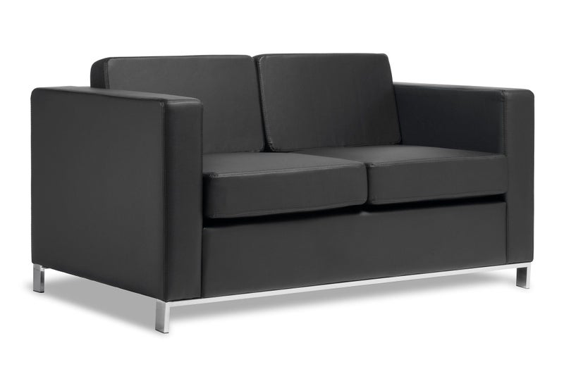Eden Carlo 2-Seater Sofa, Black Leather-Look Carousel 1