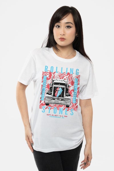 The Rolling Stones T Shirt Steel Wheels Band Logo new Official Mens White Carousel 4
