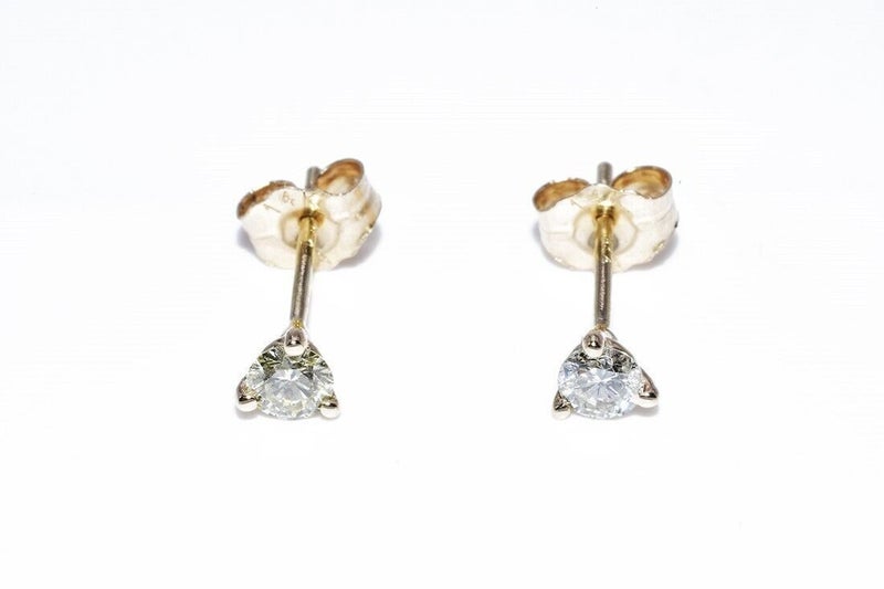 Classic 14k Yellow Gold 0.33ctw Round Brilliant Cut Diamond 3Prong Stud Earrings Carousel 1