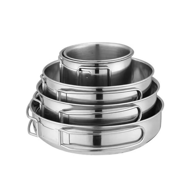 Cookware Set - Stainless Steel Mess Kit (5 Pcs) in a mesh carry bag. Carousel 2