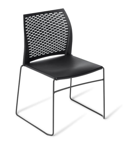 Eden Net Meeting Chair, Stacking, Black Frame, Black Shell Carousel 1