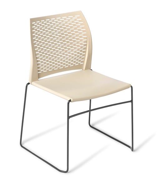 Eden Net Meeting Chair, Stacking, Black Frame, Sand Shell Carousel 1