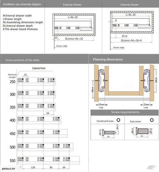 Soft close Ball Bearing Drawer Runners, Full Extension 300mm Load 45kg Carousel 3