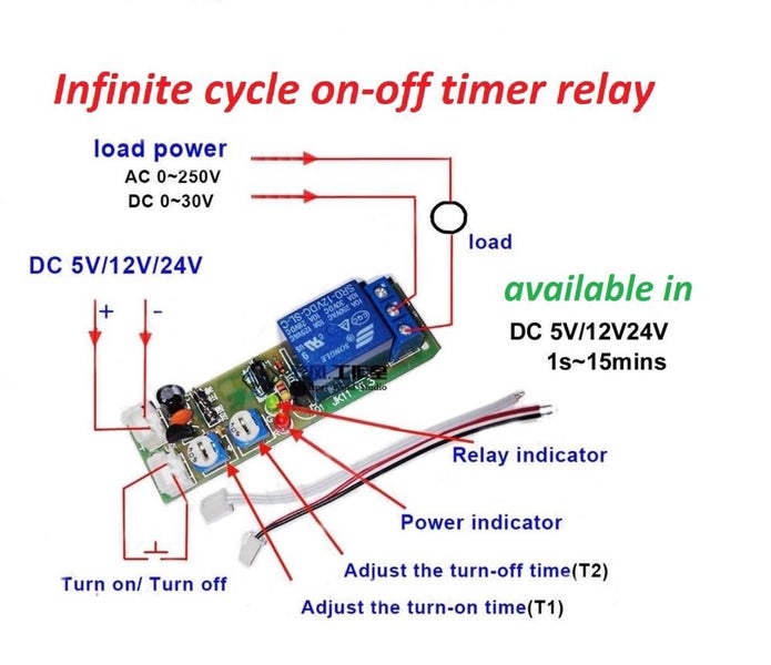 Dual Timer Relay ON OFF up to 15min various voltages RA2 Carousel 1