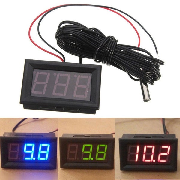 Thermometer Easy Read LED With External Probe Green Red or Blue Carousel 1
